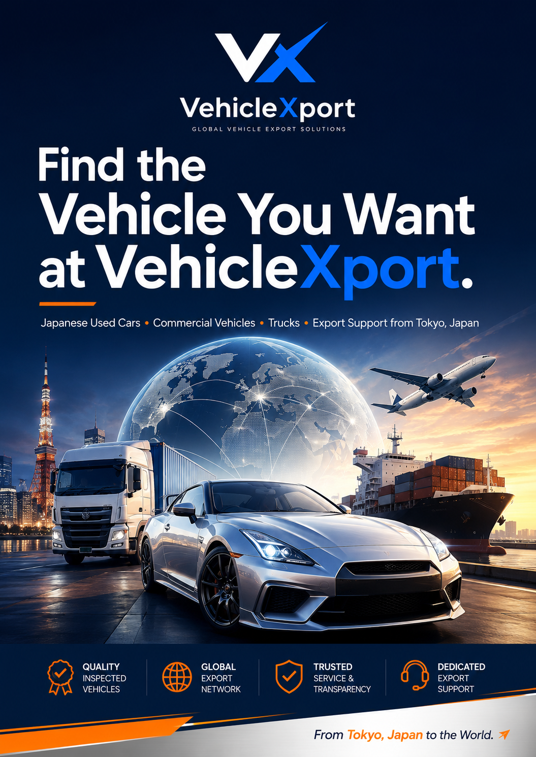 Used vehicle sourcing and export support